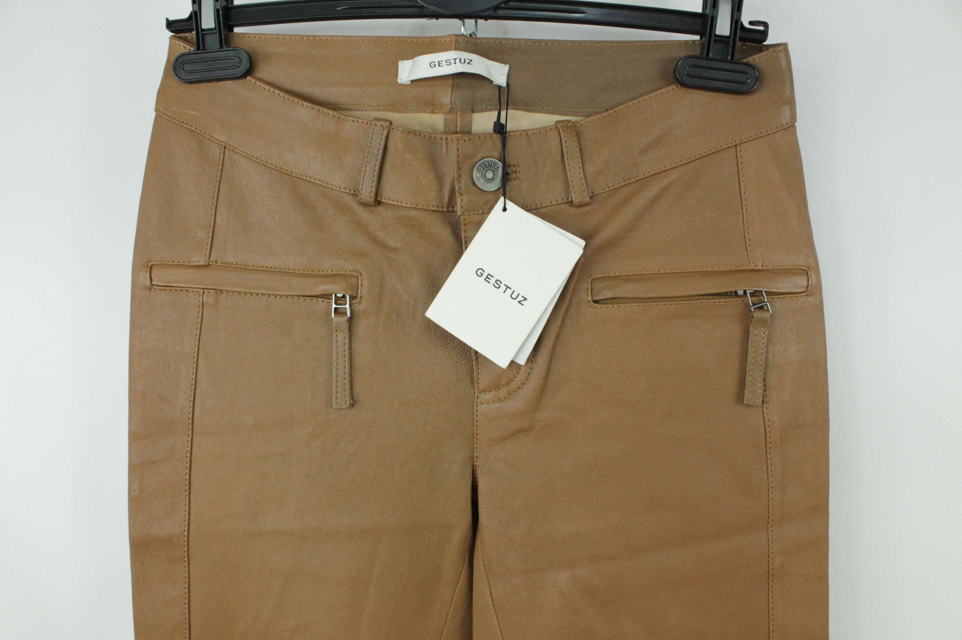 Designer × Genuine Leather × Gestuz Gestuz Brown Leather Slim Fit Bell Women's Pants Size 27" / US 4 / IT 40 - 2 Thumbnail