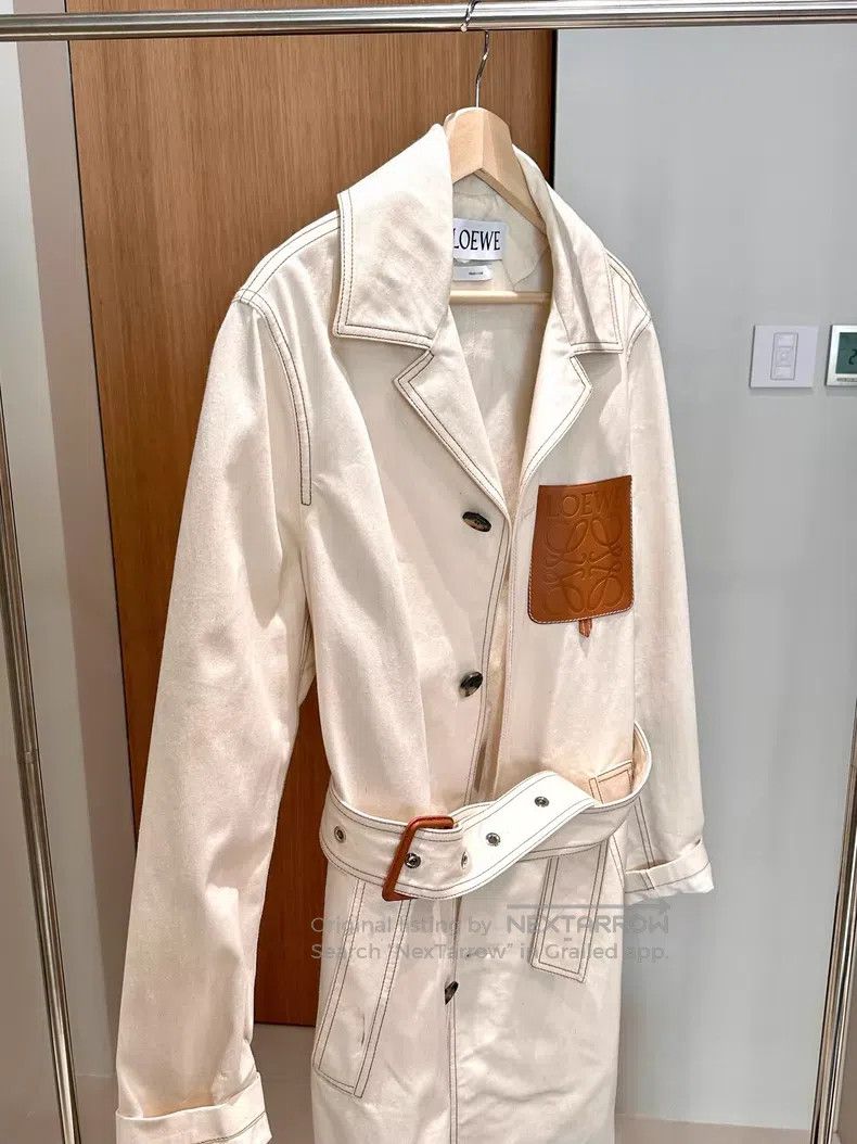 Loewe Loewe Beige Windbreaker Coat, Long, Leather Patch, Unisex Size US S / EU 44-46 / 1 - 4 Thumbnail