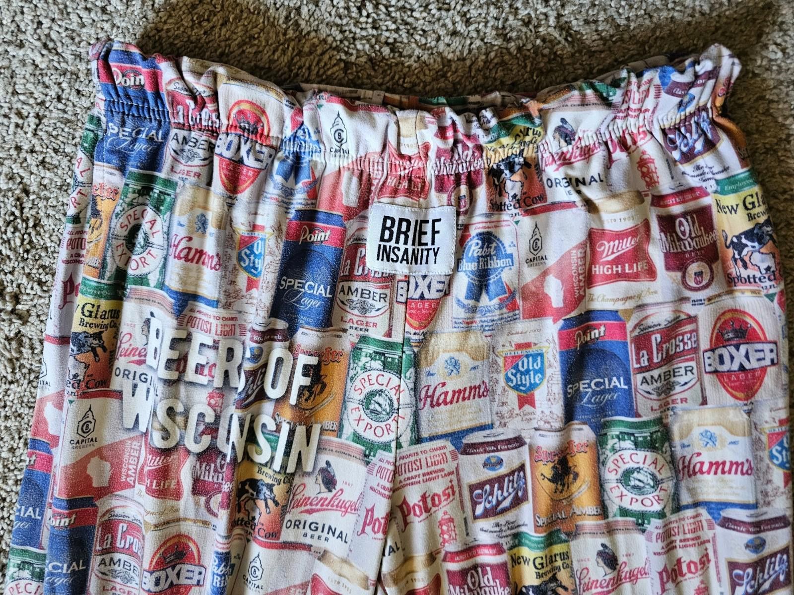 Designer Brief Insanity S Pockets Beers of Wisconsin No Drawstring Size ONE SIZE - 2 Thumbnail