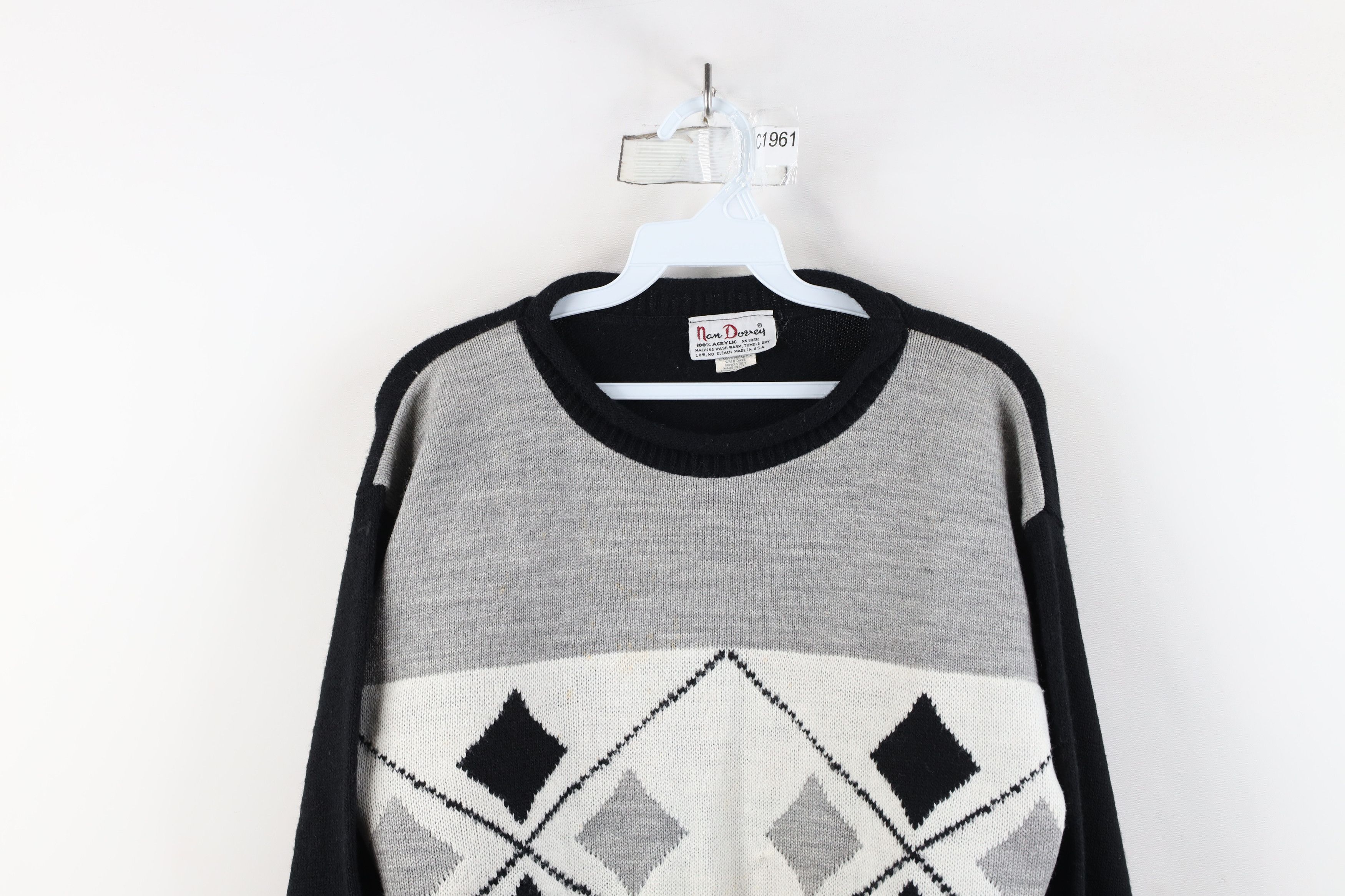 Vintage Vintage 90s Streetwear Diamond Marled Knit Sweater USA Size M / US 6-8 / IT 42-44 - 2 Thumbnail