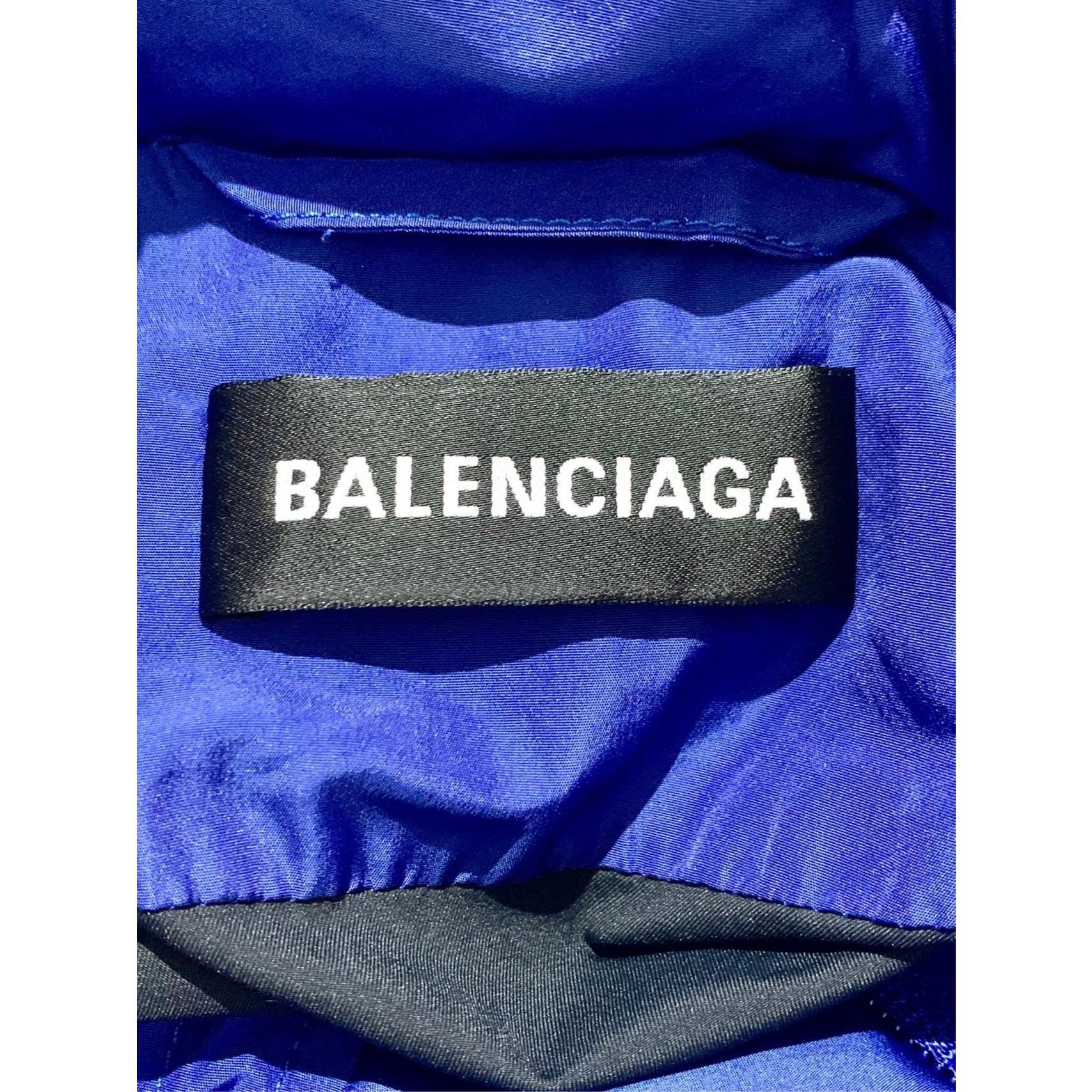 Balenciaga Royal Blue Puffer Jacket With Stand-Up Collar & Z