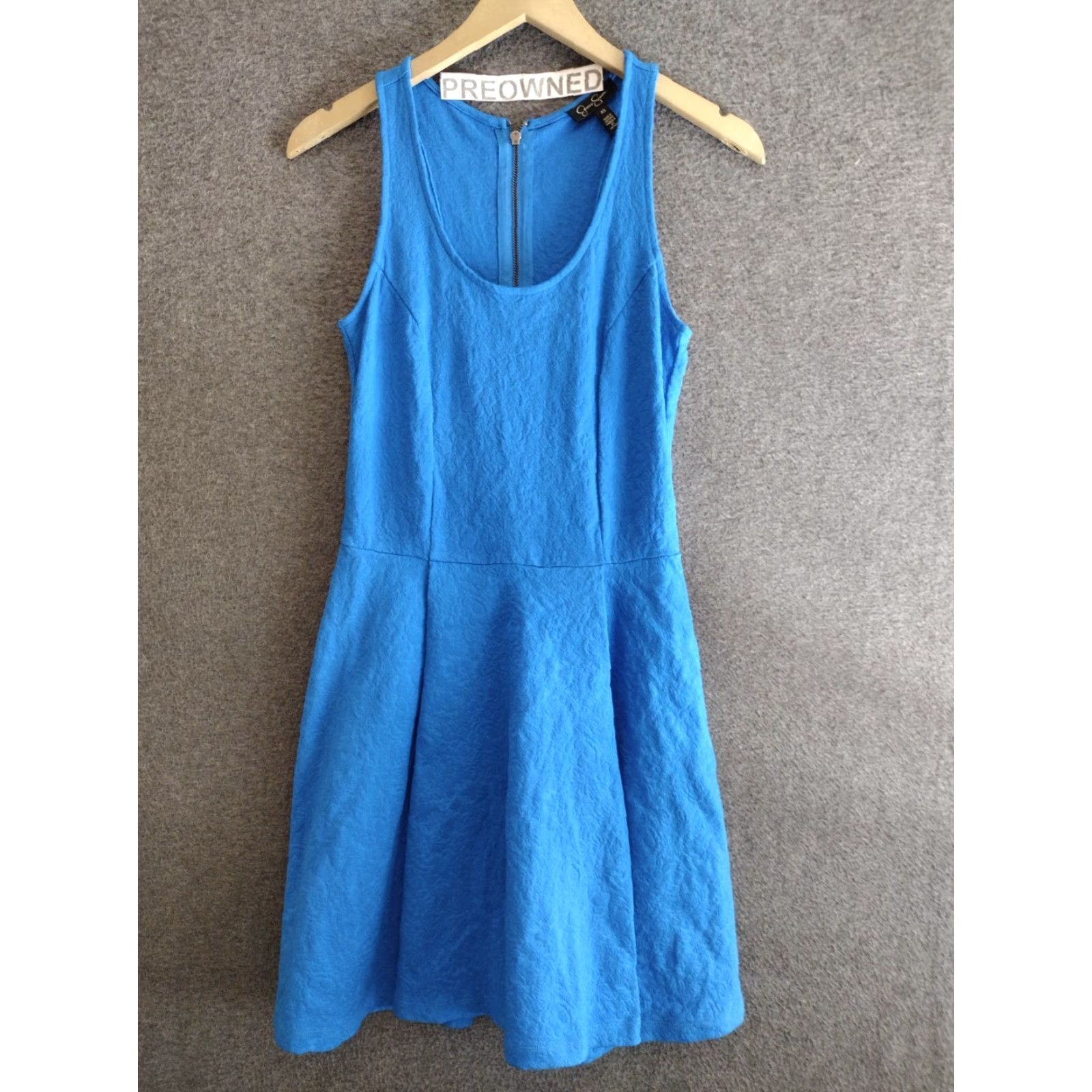 Jessica Simpson Jessica Simpson Dress Womens Sleeveless Scoop Neck Fit Flar XS Blue - Casual Solid Zipper Dress - 66% Viscose 30% Nylon 4% Elastane - Designer Womens Size XS / US 0-2 / IT 36-38 - 2 Thumbnail
