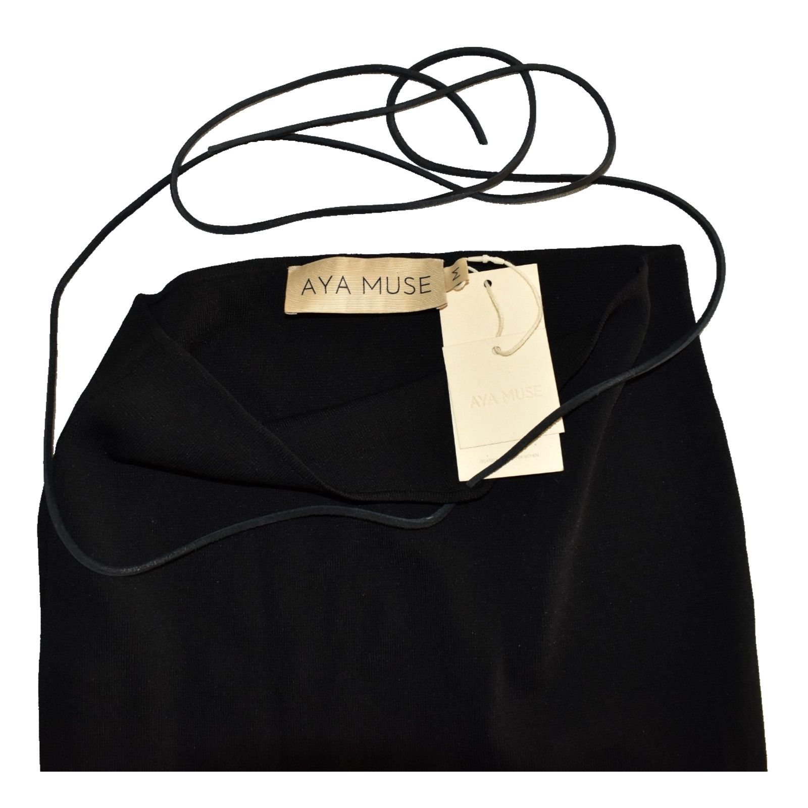 AYA MUSE AYA MUSE Black Back Ties Halter Slit Side Evening Dress Sz M Size M / US 6-8 / IT 42-44 - 4 Thumbnail