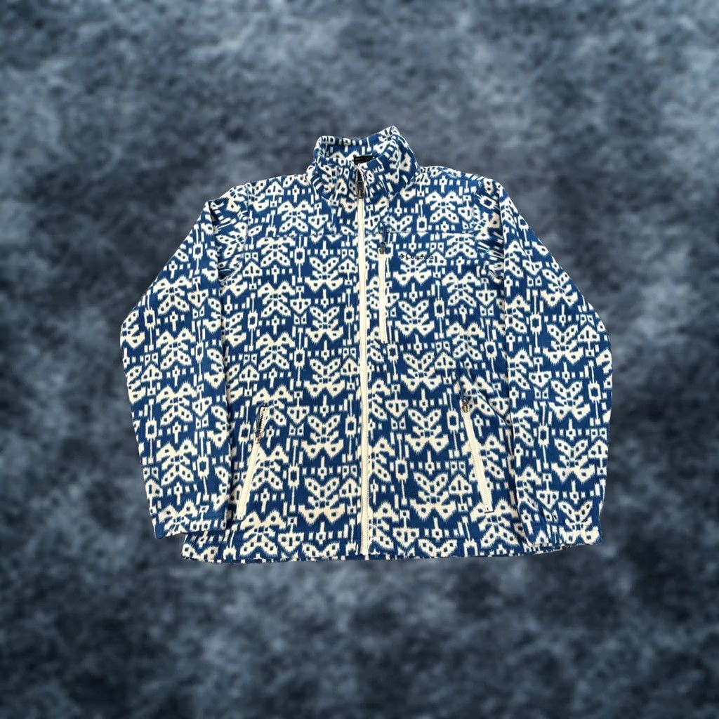 Vintage Columbia Fleece Jacket Womens Medium Blue Aztec Fair Isle Full Zip Size M / US 6-8 / IT 42-44 - 1 Thumbnail