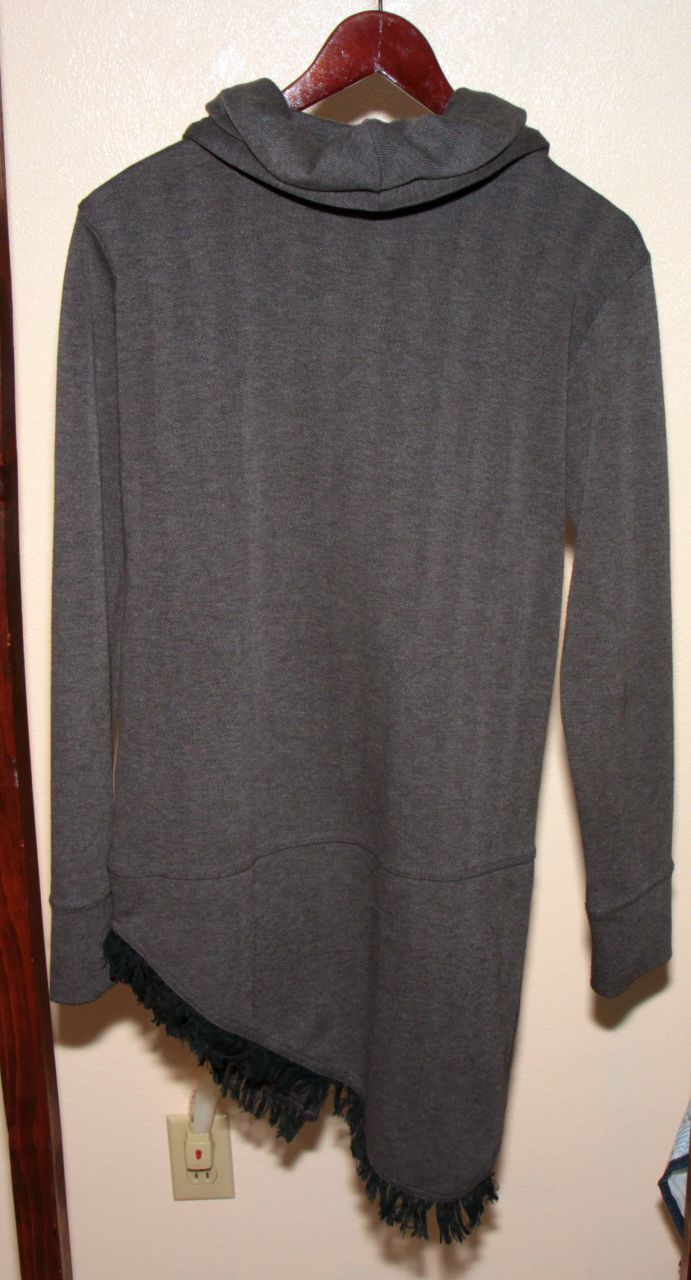 Tornado Mart Asymmetric Long Zip Fringe Hoodie TCS-2714 Size US M / EU 48-50 / 2 - 2 Thumbnail