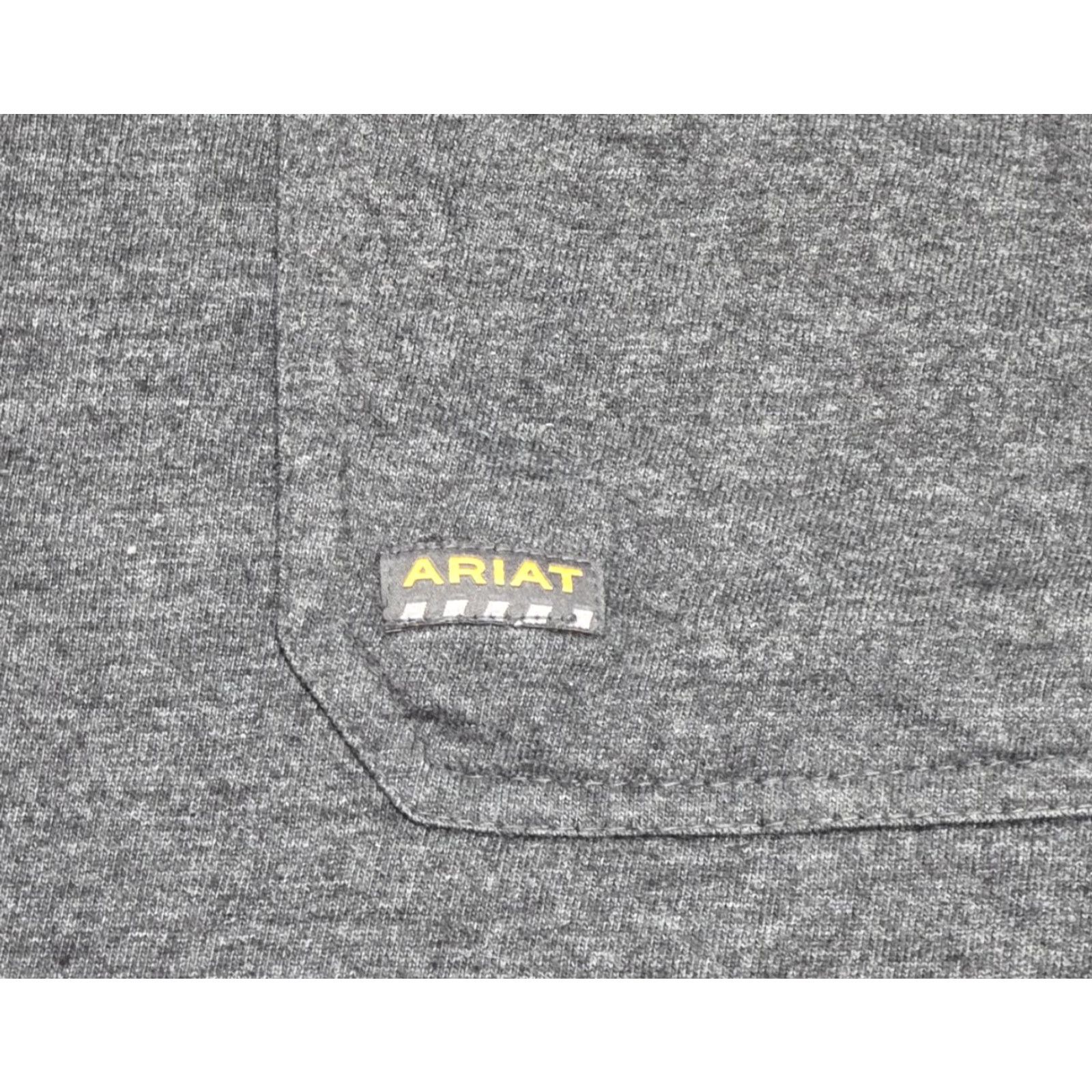 Ariat Ariat Men's Short Sleeve T-Shirt Pocket Gray Cotton 3XL Crew Neck Solid Rebar Size US 39 - 4 Thumbnail