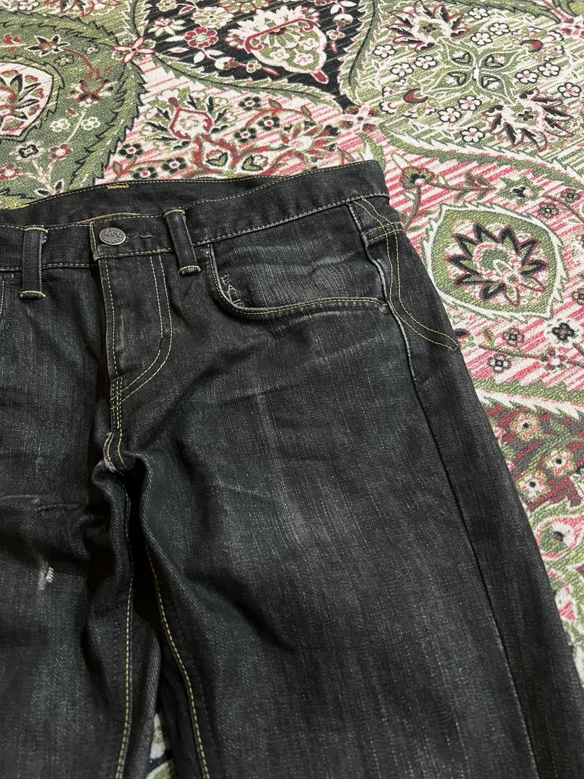Japanese Brand Vintage 90’s style Lee Rider Super Black Distress Jeans Size US 33 - 6 Thumbnail