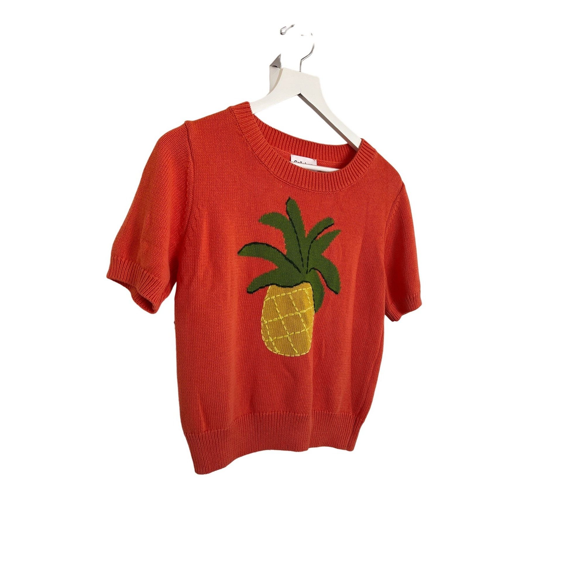 Anthropologie Callahan Pineapple Embroidered Sweater Tee Size XS / US 0-2 / IT 36-38 - 6 Thumbnail