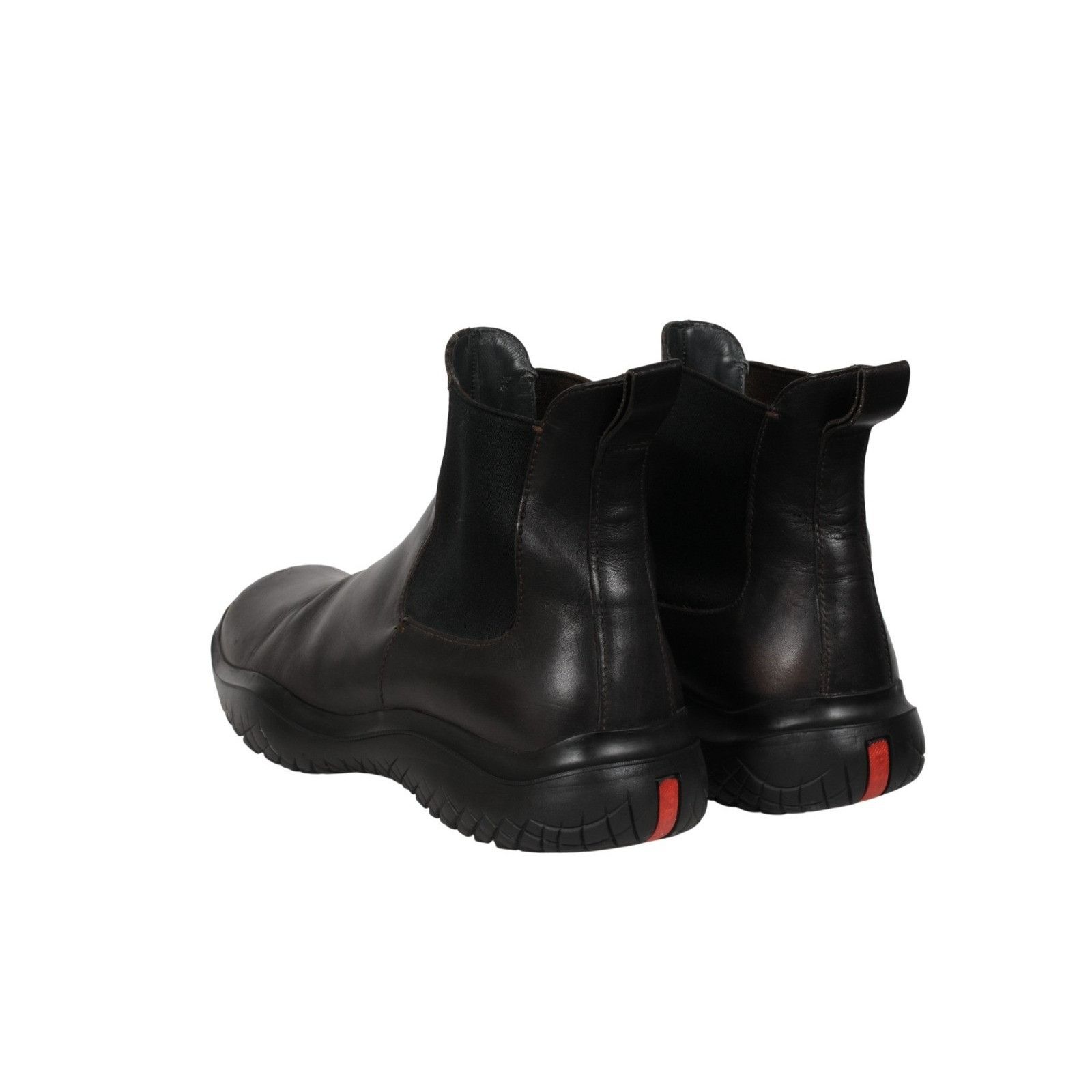 Prada Vintage Chelsea Boot Brown Leather Square Toe - 02618 Size US 10.5 / EU 43-44 - 5 Thumbnail