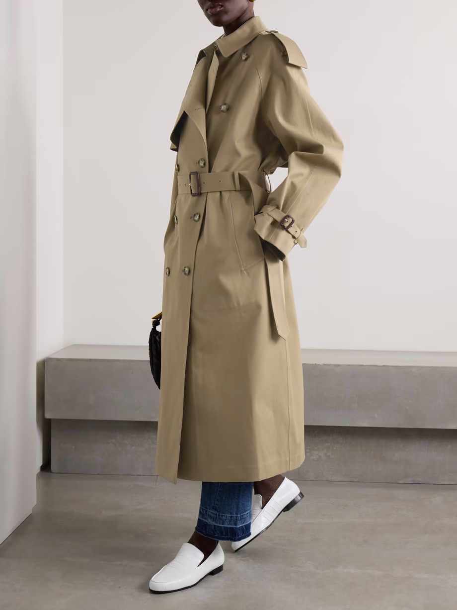Stella McCartney o1s22i1n1024 Cotton Double Breasted Trench Coat in Khaki Size M / US 6-8 / IT 42-44 - 3 Thumbnail