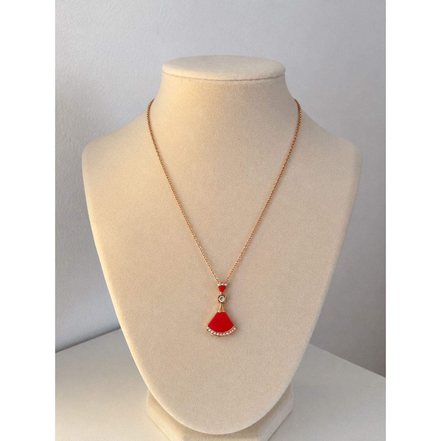 Other Red Pendant Necklace Gold Tone Stainless Steel Crystal Size ONE SIZE - 1 Thumbnail