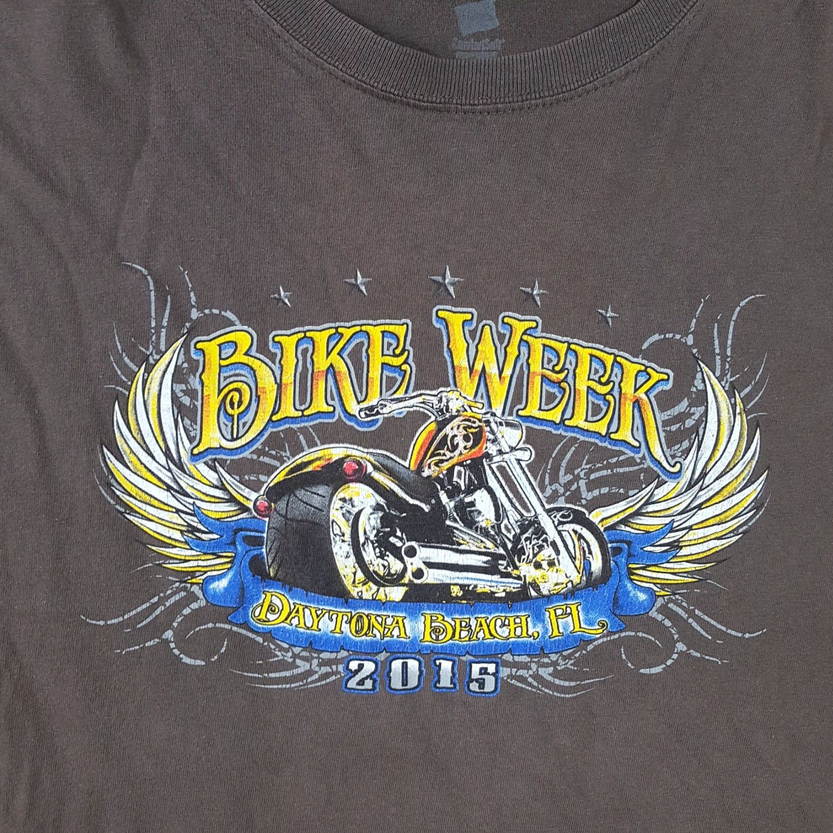 Hanes VINTAGE Hanes Daytona Beach Bike Week 2015 Biker T-Shirt Men's XL Brown Faded Retro Motorcycle Y2K Size US XL / EU 56 / 4 - 2 Thumbnail