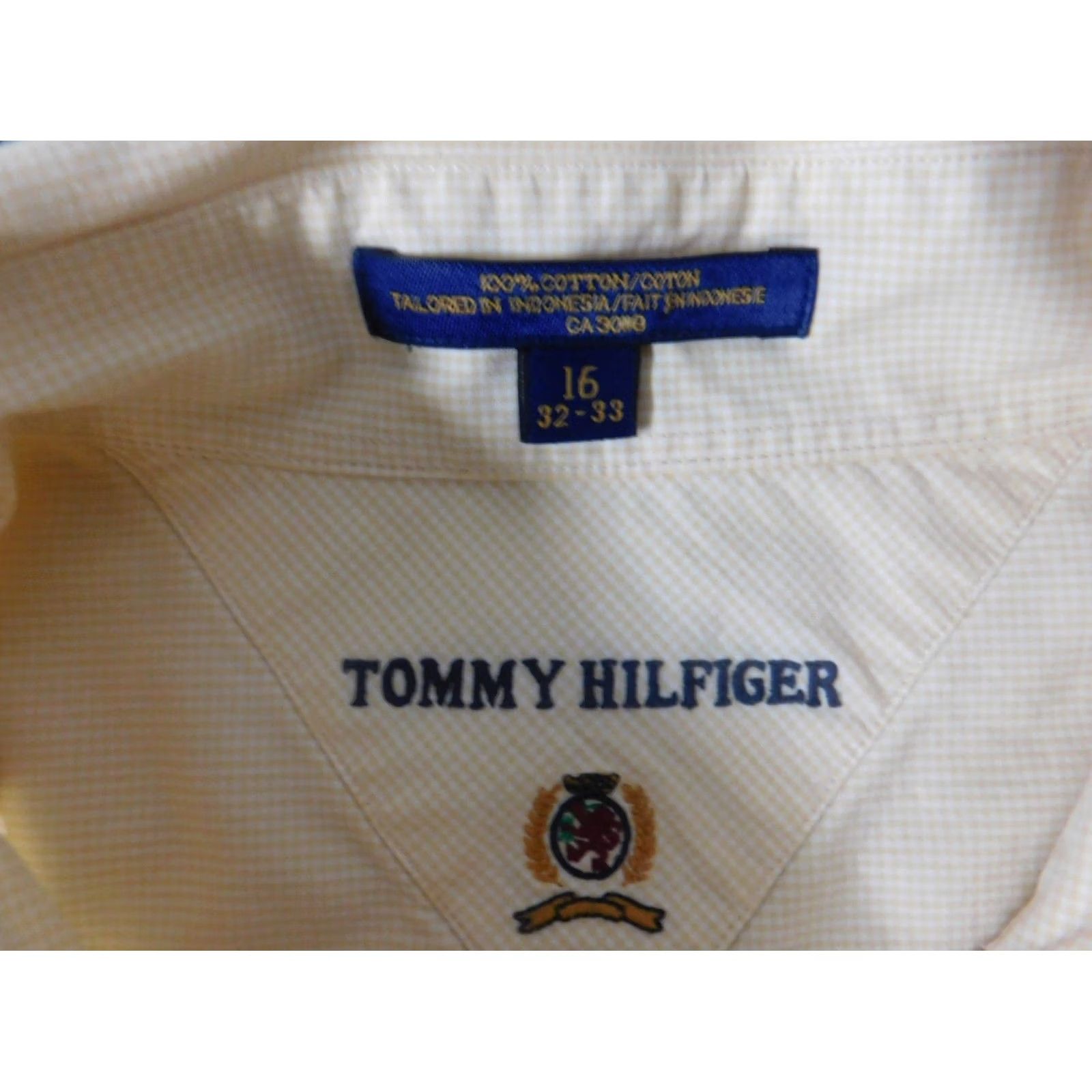 Tommy Hilfiger Tommy Hilfiger Mens Shirt XL Yellow Plaid Button-Down Collar Knit Cotton Regular Button-Up Vintage No Mens Size US XL / EU 56 / 4 - 7 Thumbnail