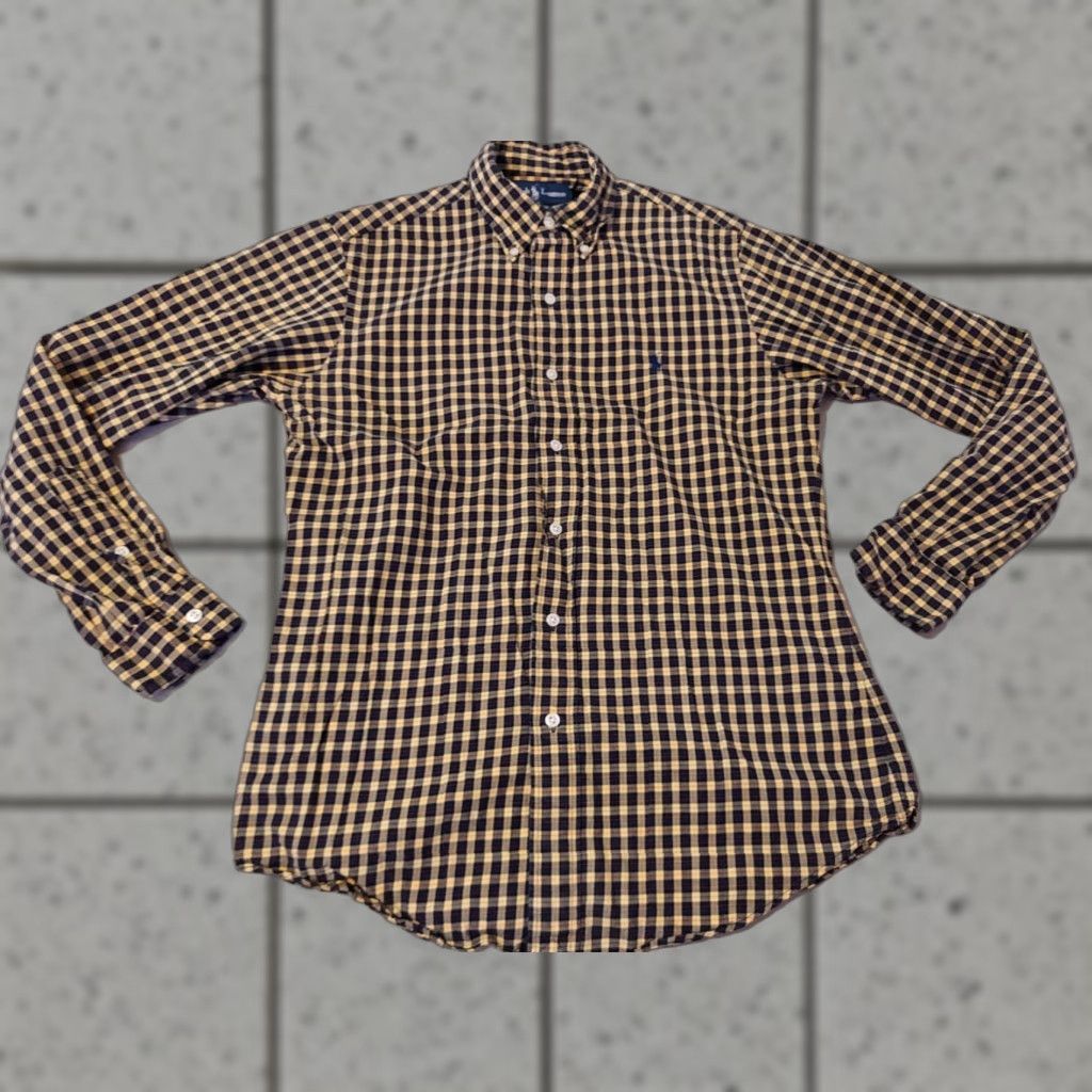Polo Ralph Lauren VINTAGE Polo Ralph Lauren Shirt Mens Button-Up Long Sleeve Small S Yellow Cotton Size 36R - 1 Thumbnail