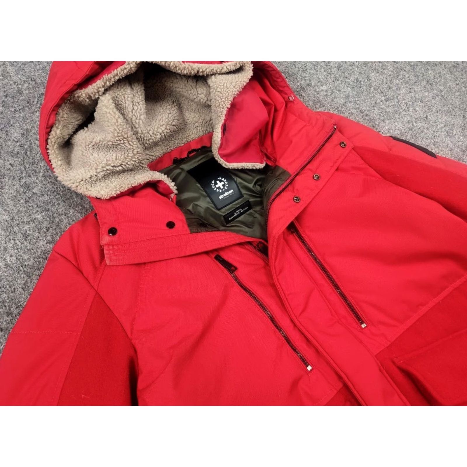 Vintage Strellson Anniversary Edition red jacket Mens Winter down fur hooded PP Size US M / EU 48-50 / 2 - 4 Thumbnail