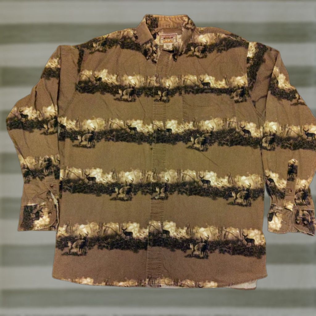 Vintage Cabela's Shirt Mens L Deer Print Camo Outdoor Hunting Button Fishing Long Sleeve Shirt Size US L / EU 52-54 / 3 - 1 Thumbnail