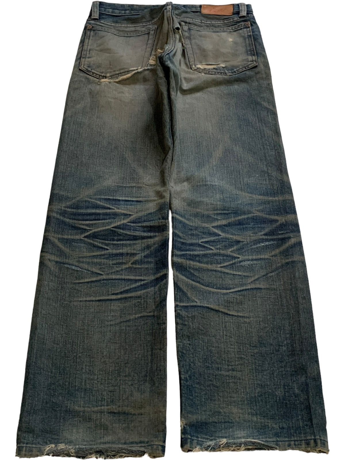 Hypebeast Vintage Paul Smith Red Ear Selvedge Mud Wash Rip Baggy Jeans Size US 31 - 3 Thumbnail