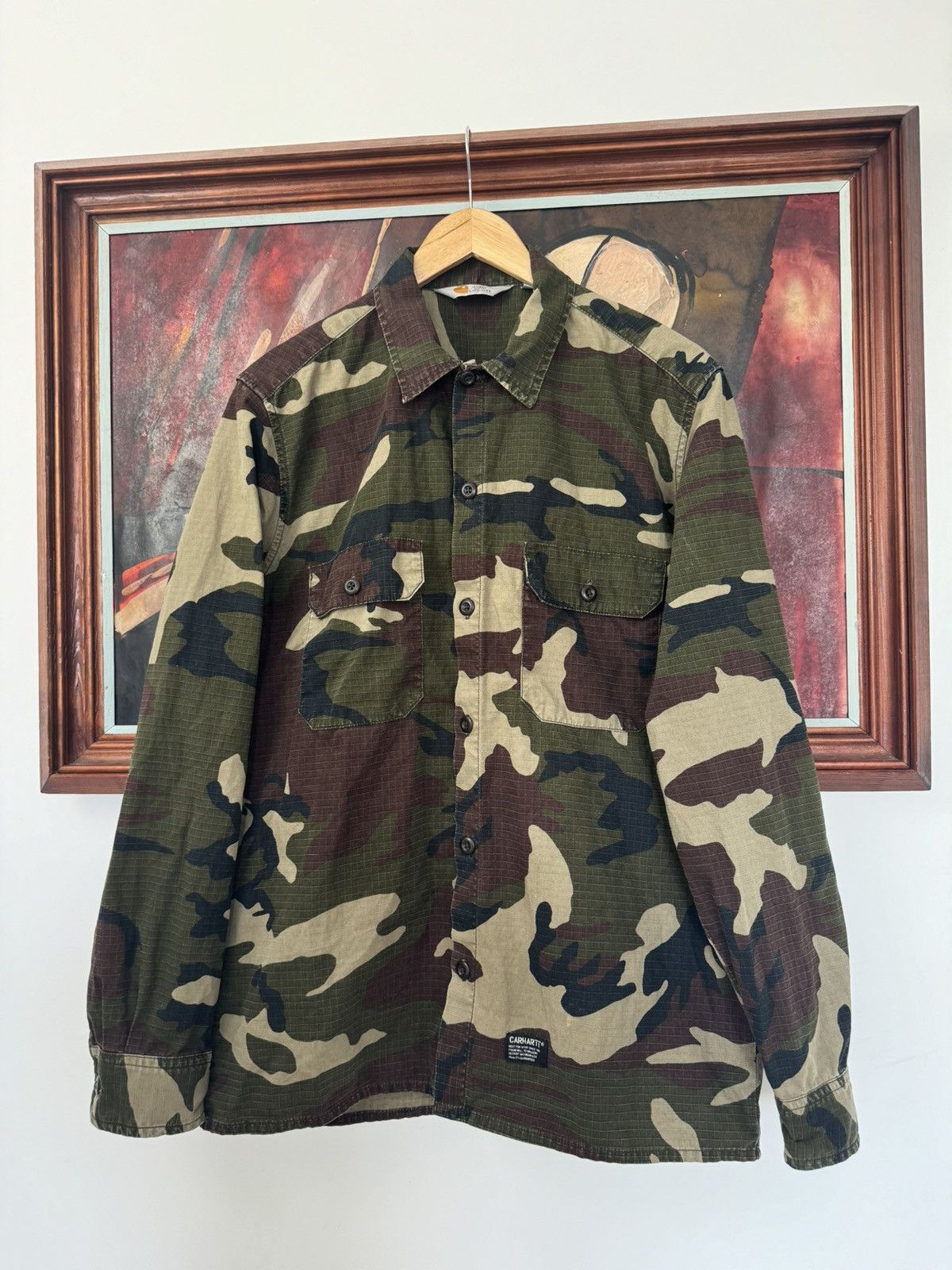 Carhartt Carhartt Button Up Shirt Military Camo Fullprint Skate Work Size US M / EU 48-50 / 2 - 1 Thumbnail