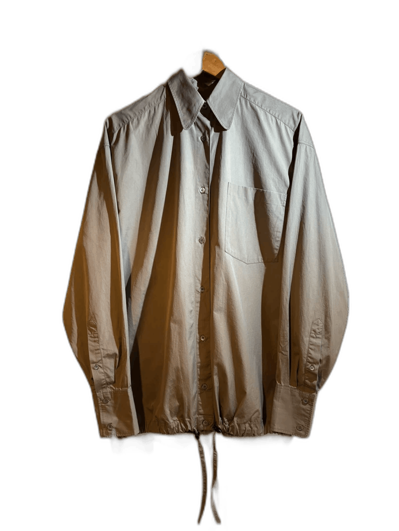 Dries Van Noten light gray drawstring hem button-up shirt Size US XS / EU 42 / 0 - 1 Thumbnail
