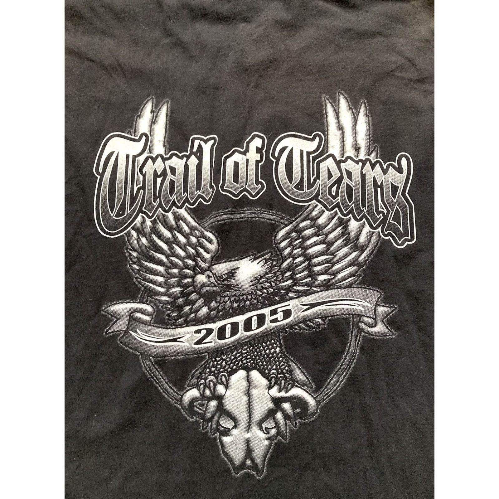 Hanes VINTAGE Hanes Motorcycle T-Shirt Mens Large Black Double-Sided 2005 Trail Of Tears Rally Shirt Size US L / EU 52-54 / 3 - 7 Thumbnail