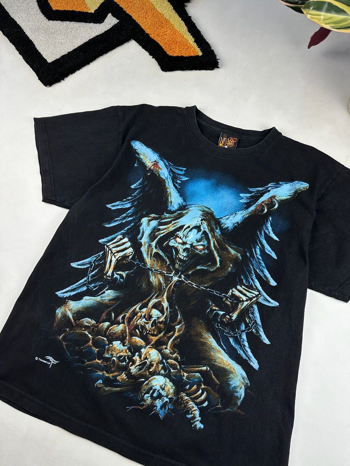 Vintage Vintage Reaper Skull Horror Shirt Men's L y2k Cyber aop Size US L / EU 52-54 / 3 - 2 Thumbnail