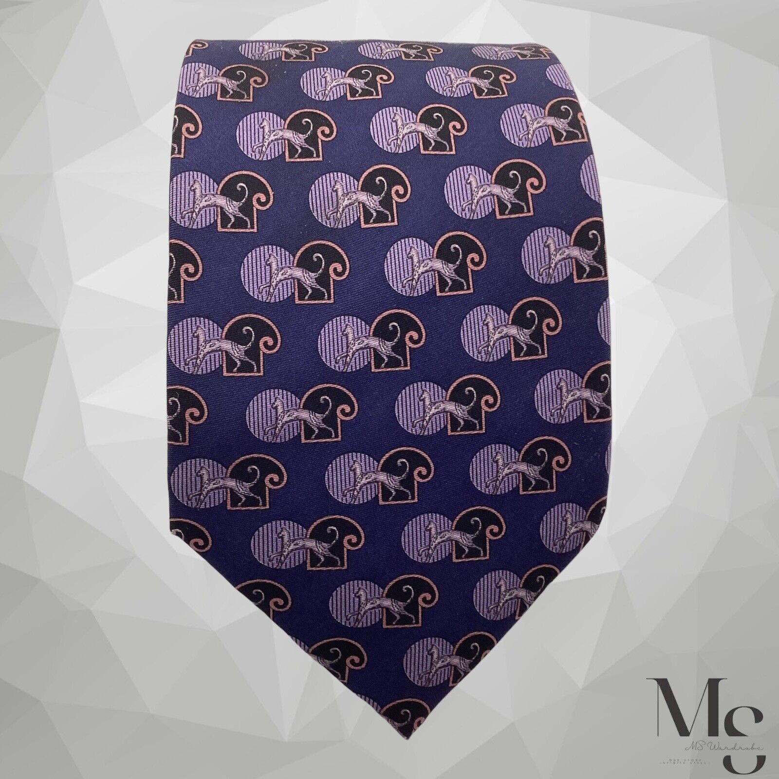 Lanvin LANVIN PARIS XL Purple Pharaoh Cat Silk Tie Made In France W Size ONE SIZE - 3 Thumbnail