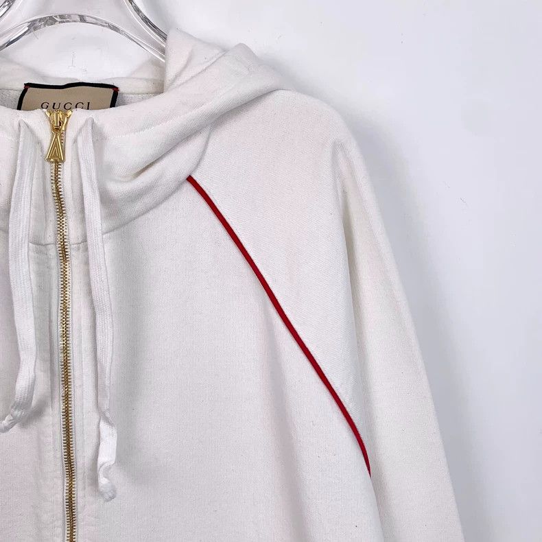 Gucci Gucci White webbing hooded drawstring semi-zipper sweatshir Size US XXL / EU 58 / 5 - 3 Thumbnail