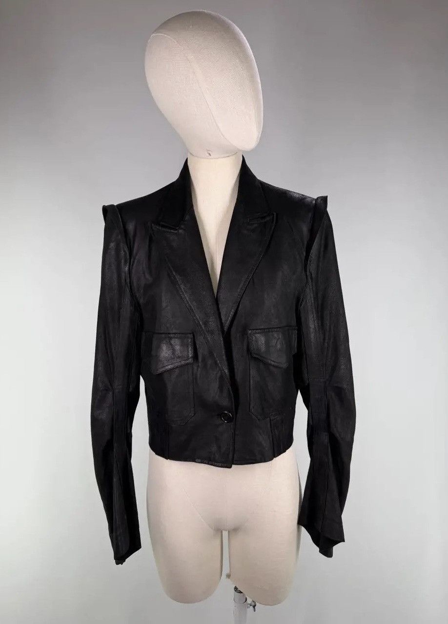 Ann Demeulemeester Ann Demeulemeester Black Leather Short Jacket Size M / US 6-8 / IT 42-44 - 2 Thumbnail