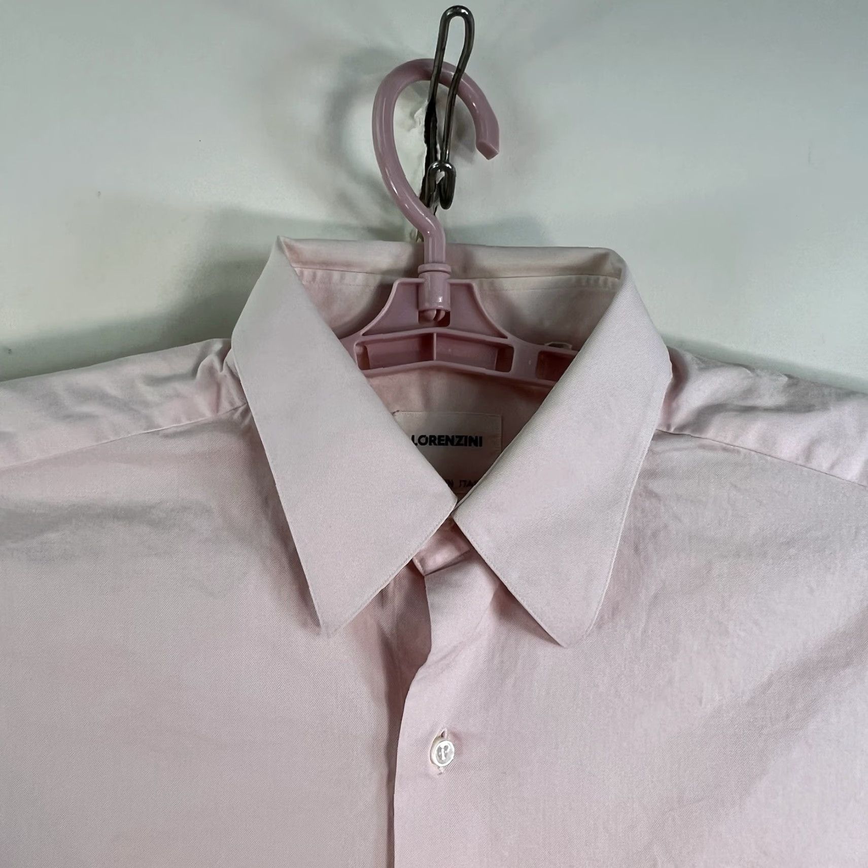 Pinko Lorenzini Shirt Men’s 16 Pink Cotton Button-Up Solid Italian Mens Size US L / EU 52-54 / 3 - 3 Thumbnail