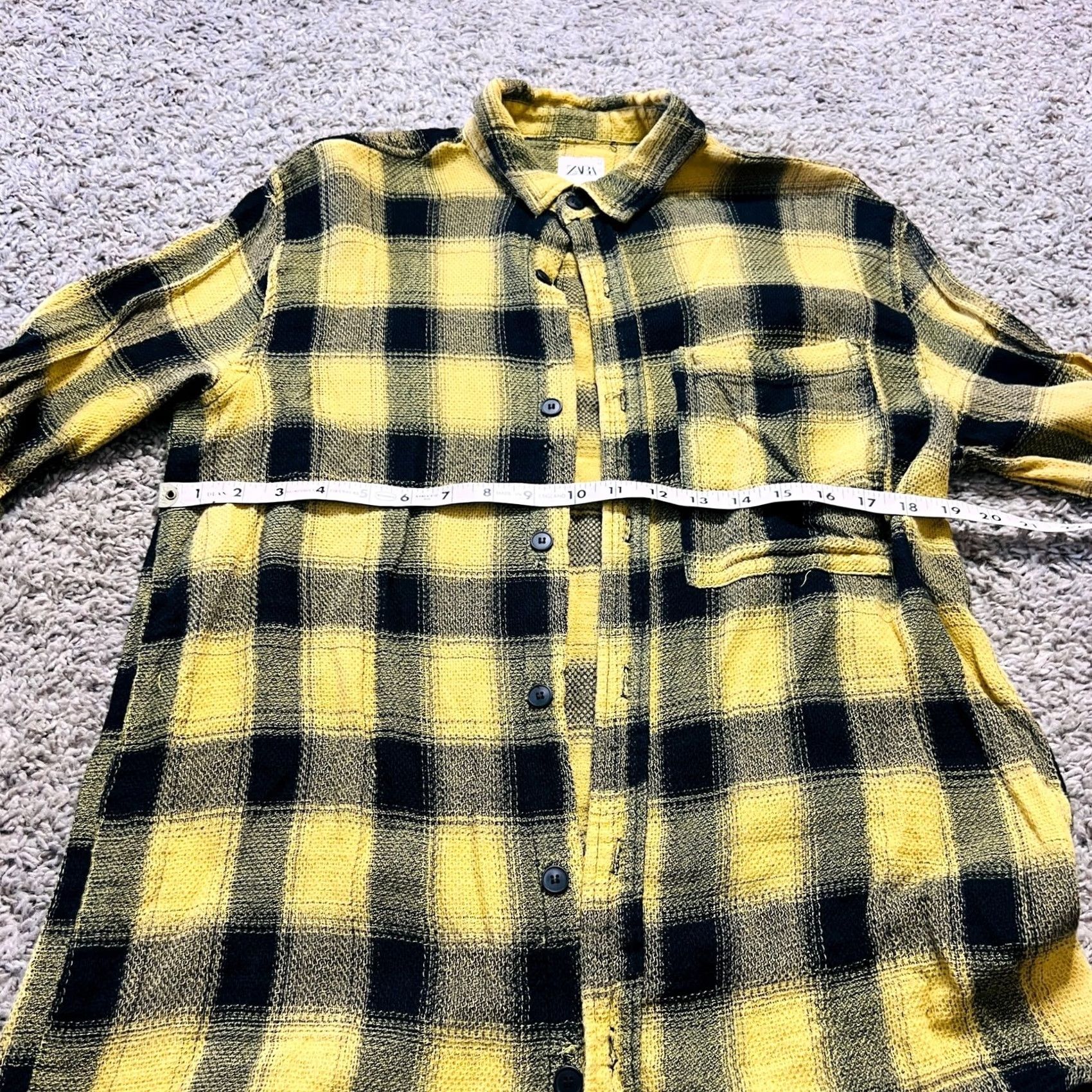 Zara VINTAGE Zara Knitted Yellow Black Flannel Buttondown Outdoor Layer Shirt M Mens Size US M / EU 48-50 / 2 - 2 Thumbnail