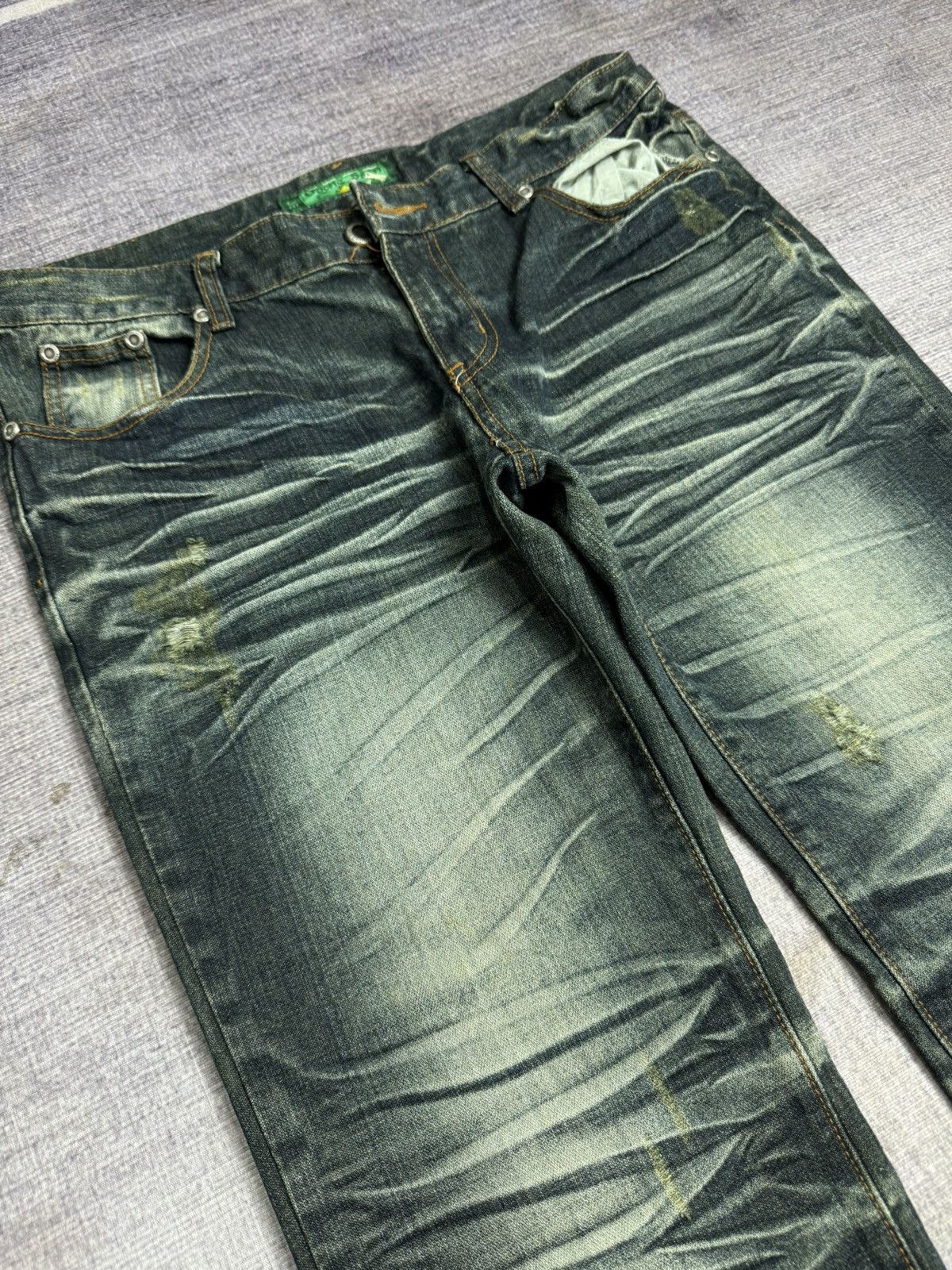 Tornado Mart DDONG SSAN TORNADO STYLE DENIM BUKAN PANTS Size US 35 - 5 Thumbnail