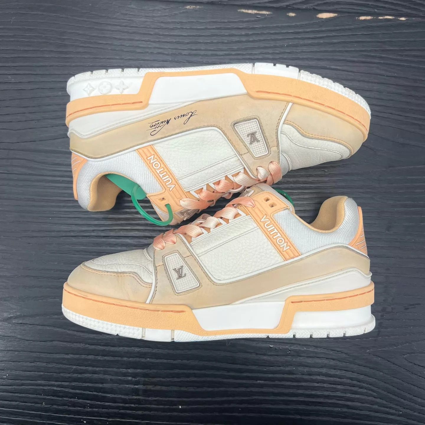 Louis Vuitton LV Trainer Orange/White Sneakers 36.5 (Like New) Size US 6 / IT 36 - 3 Thumbnail