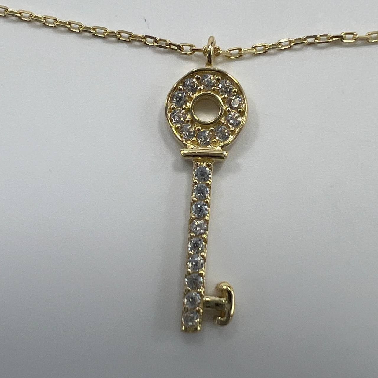 Other New Elegant 14K Solid Gold Necklace Italy- Key Pendant 1.6g Size ONE SIZE - 6 Thumbnail