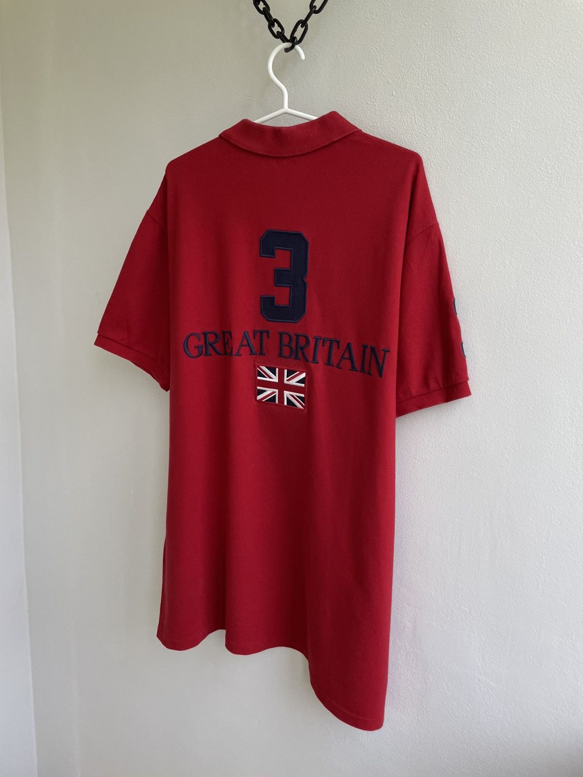 Polo Ralph Lauren × Vintage Polo Ralph Lauren Great Britain 3 Flag PRL Red Polo Shirt Size US XXL / EU 58 / 5 - 15 Thumbnail