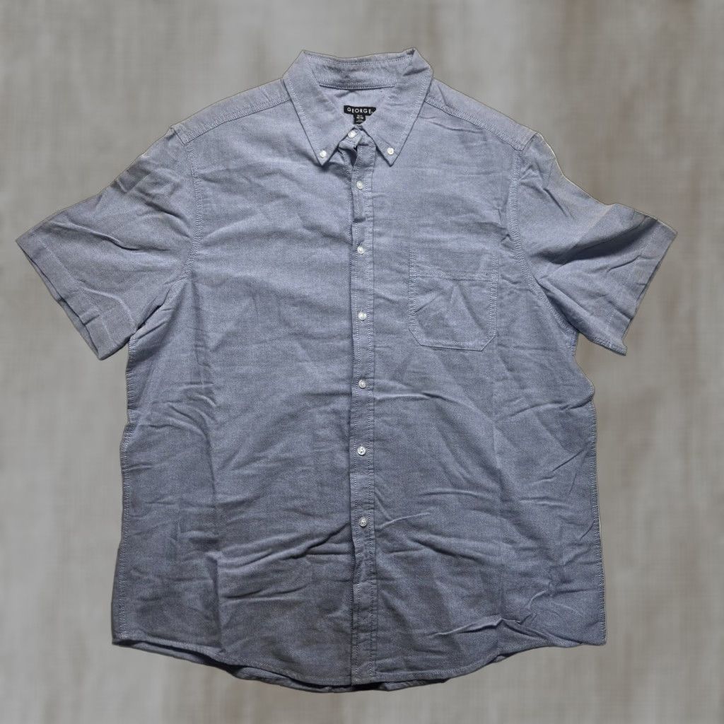 George George Button Up Shirt Short Sleeve Gray Adult Men's XL Size US XL / EU 56 / 4 - 1 Thumbnail