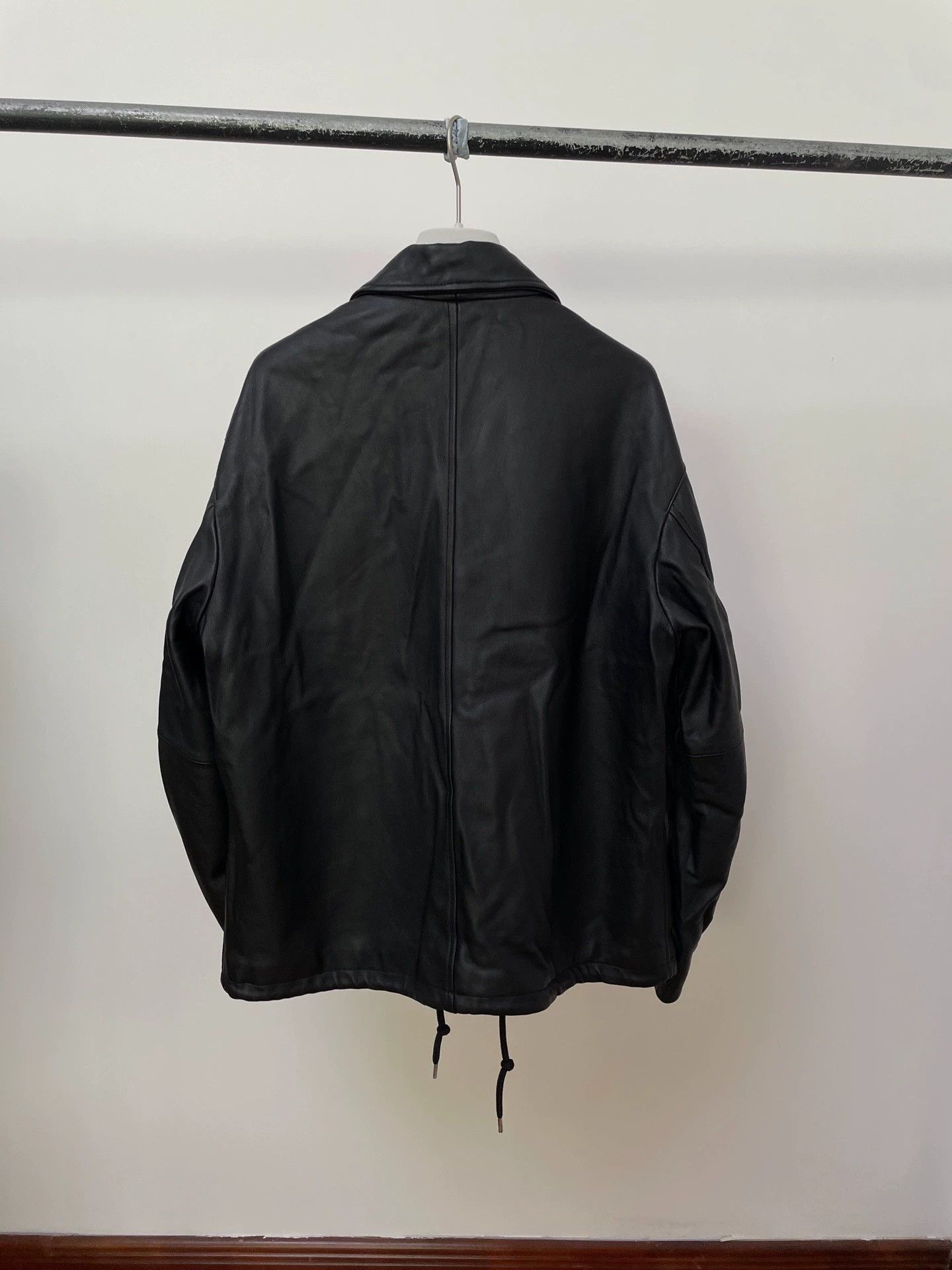 Acne Studios STUDIOUS Black Lambskin Biker Jacket 3 NEW Drawstring Size US L / EU 52-54 / 3 - 2 Thumbnail