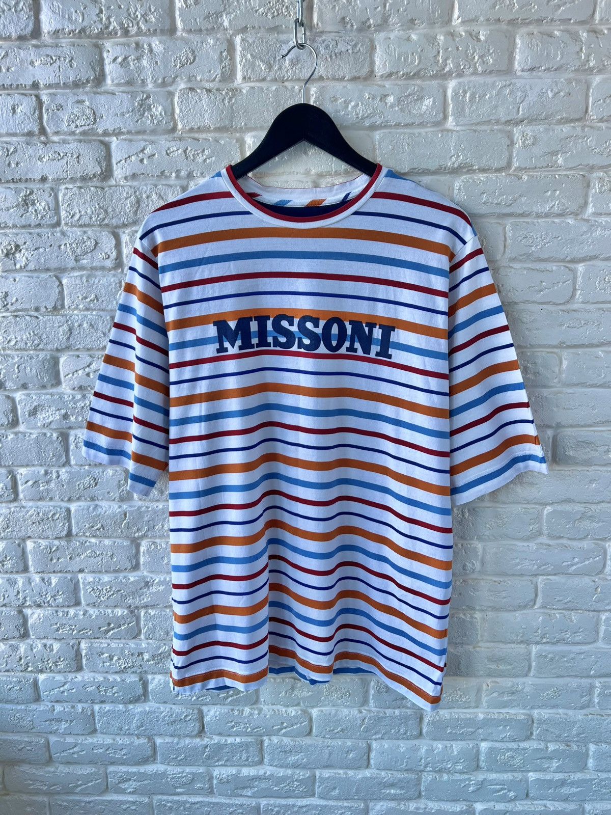 Missoni Missoni Big Logo Striped T-Shirt Tee Size US M / EU 48-50 / 2 - 1 Thumbnail