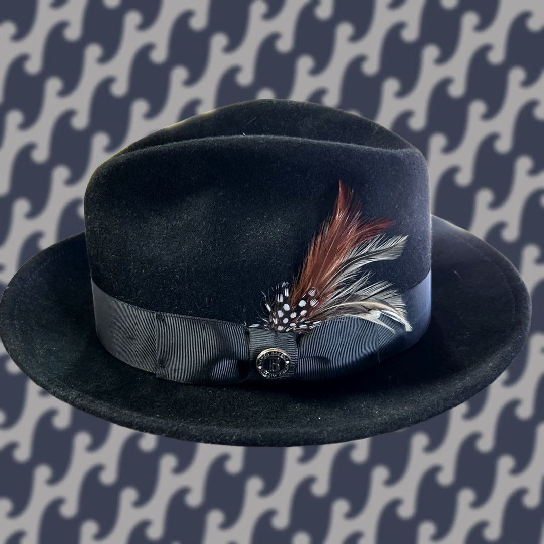Vintage Bruno Capelo Fedora Hat Wool Black Men M Executive Collection Size ONE SIZE - 1 Thumbnail