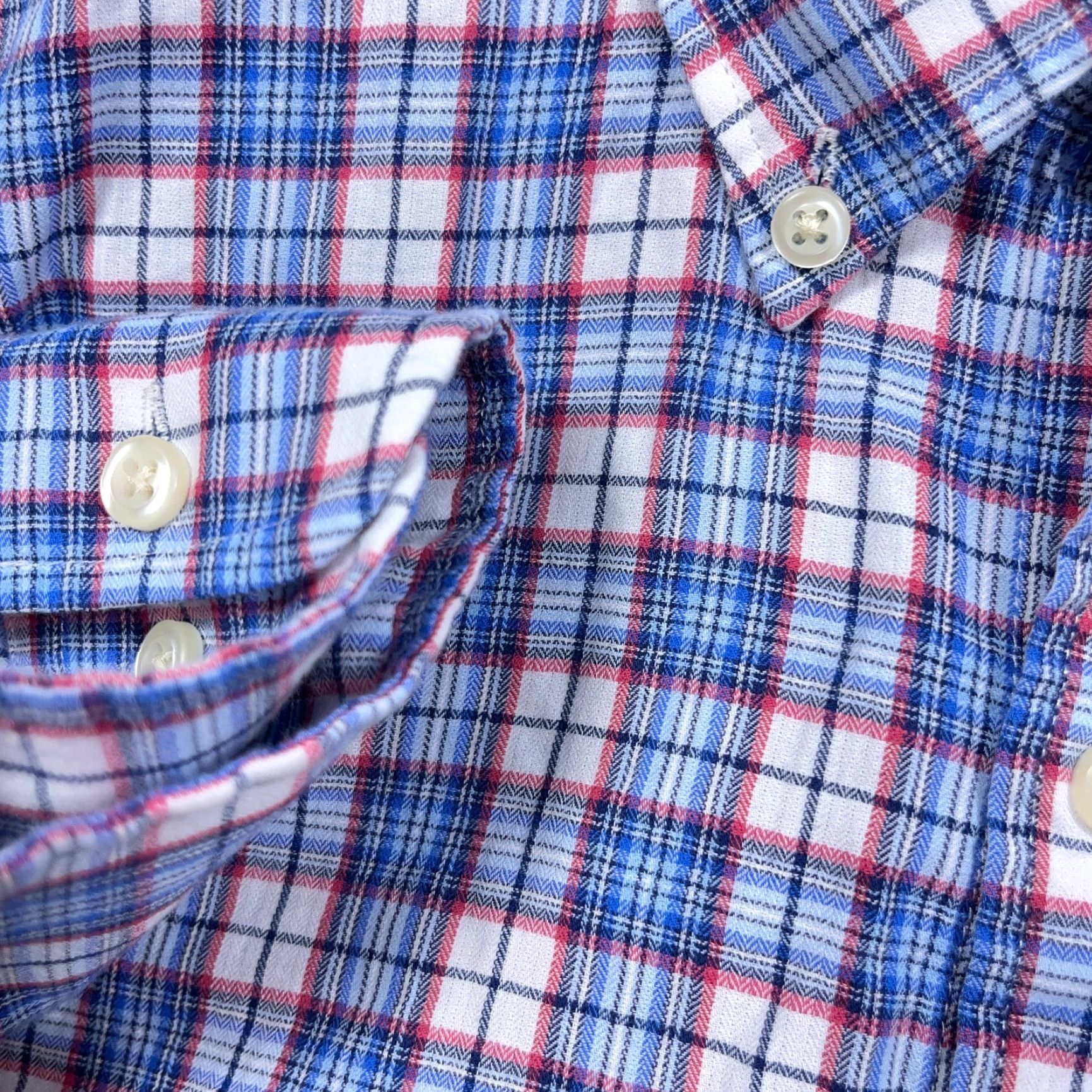 Peter Millar Peter Millar Button-Up Shirt Men Large Blue Red Plaid Windowpane Dress Casual Button-Front Collar Down Sleeves Long Sleeve Knit Cotton Flannel Size US L / EU 52-54 / 3 - 6 Thumbnail