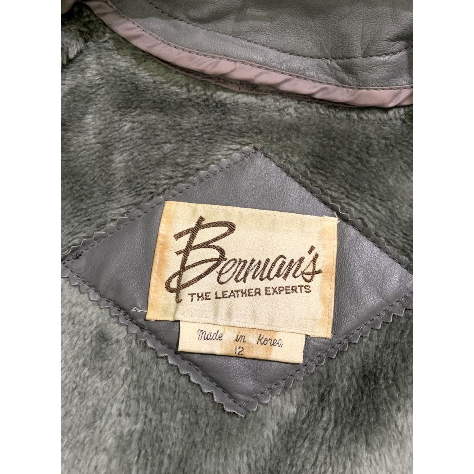 Ben Sherman VINTAGE Bermans Leather Jacket Womens Gray 12 Leather Jacket Coat Full Zip Vintage Size XL / US 12-14 / IT 48-50 - 5 Thumbnail