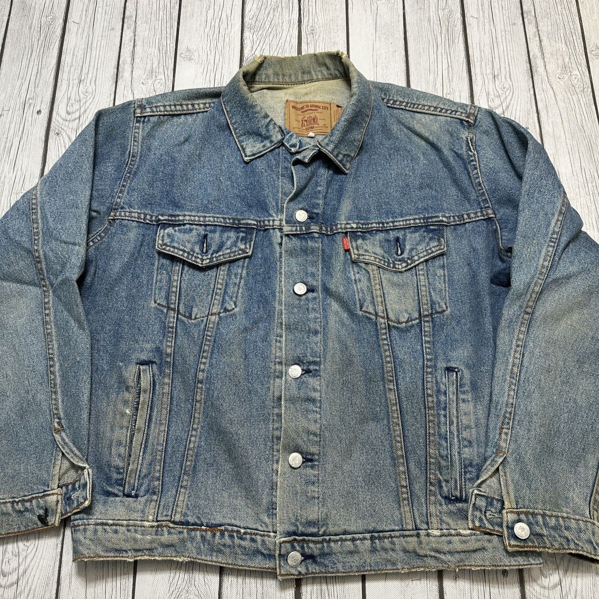 Vintage Vintage Atomic City denim jacket Size US L / EU 52-54 / 3 - 3 Thumbnail