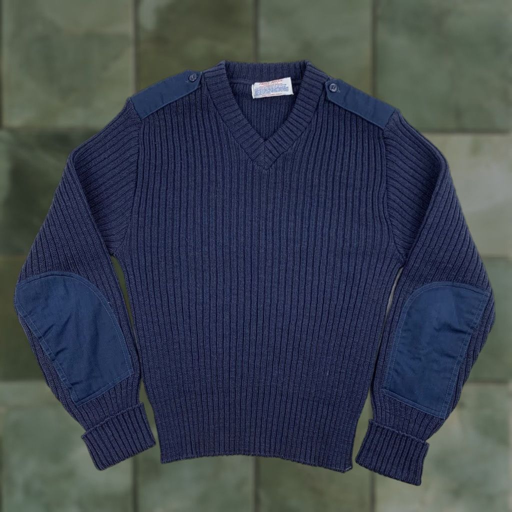 Vintage VINTAGE Iron Run Wool Sweater Adult Medium Blue 80s Military Mens Pullover Size US M / EU 48-50 / 2 - 1 Thumbnail
