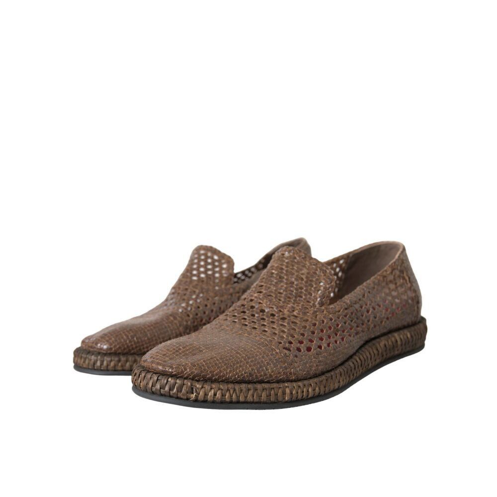 Dolce & Gabbana Dolce & Gabbana Brown Woven Leather Loafers Casual Shoes Size US 8 / EU 41 - 3 Thumbnail