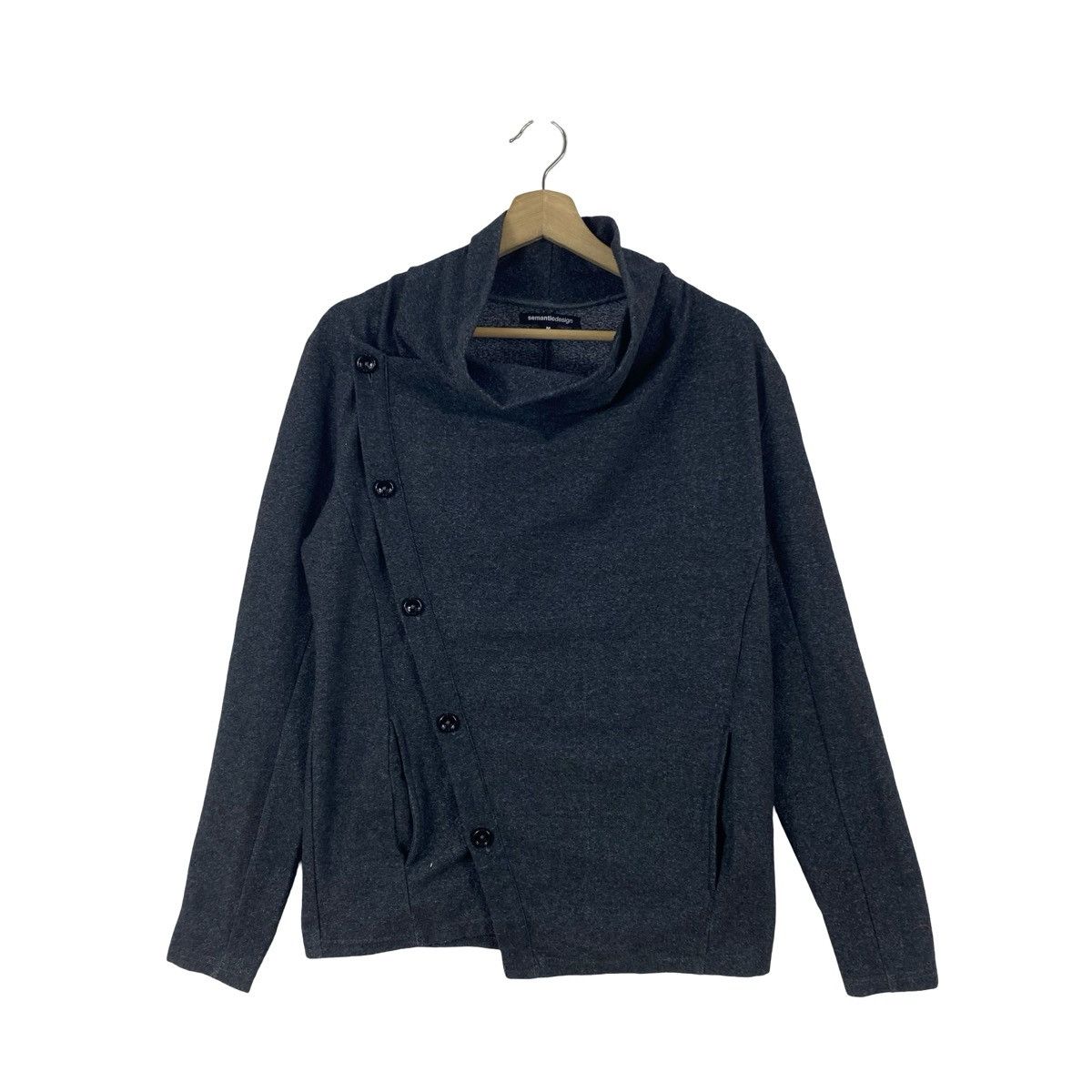 semanticdesign Vintage SEMANTIC DESIGN Asymmetrical Button Cowl Neck Size M / US 6-8 / IT 42-44 - 3 Thumbnail