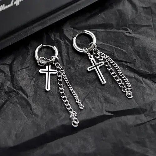 Metropolitan View Stainless Steel Cross Dangle Drop Earrings for Men Women Size ONE SIZE - 2 Thumbnail