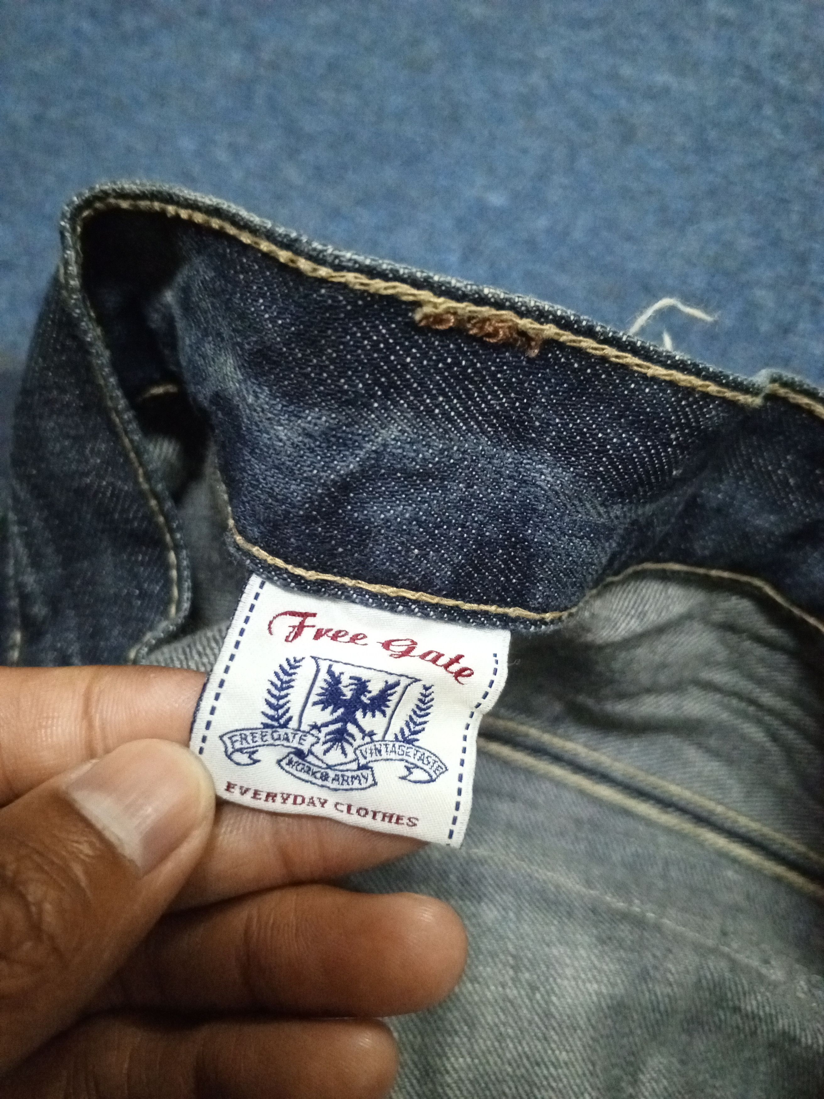 Japanese Brand 🔥Japan Free Gate Distressed Denim Double Knee Bush Pant🔥 Size US 26 / EU 42 - 13 Thumbnail