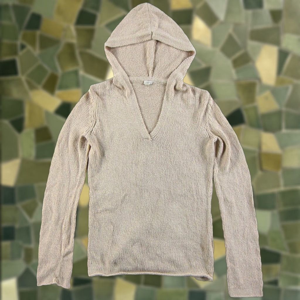 J.Crew J.Crew Pale Pink 100% Cotton Knit Long Sleeve Hooded Pullover Sweater XS Size XS / US 0-2 / IT 36-38 - 1 Thumbnail
