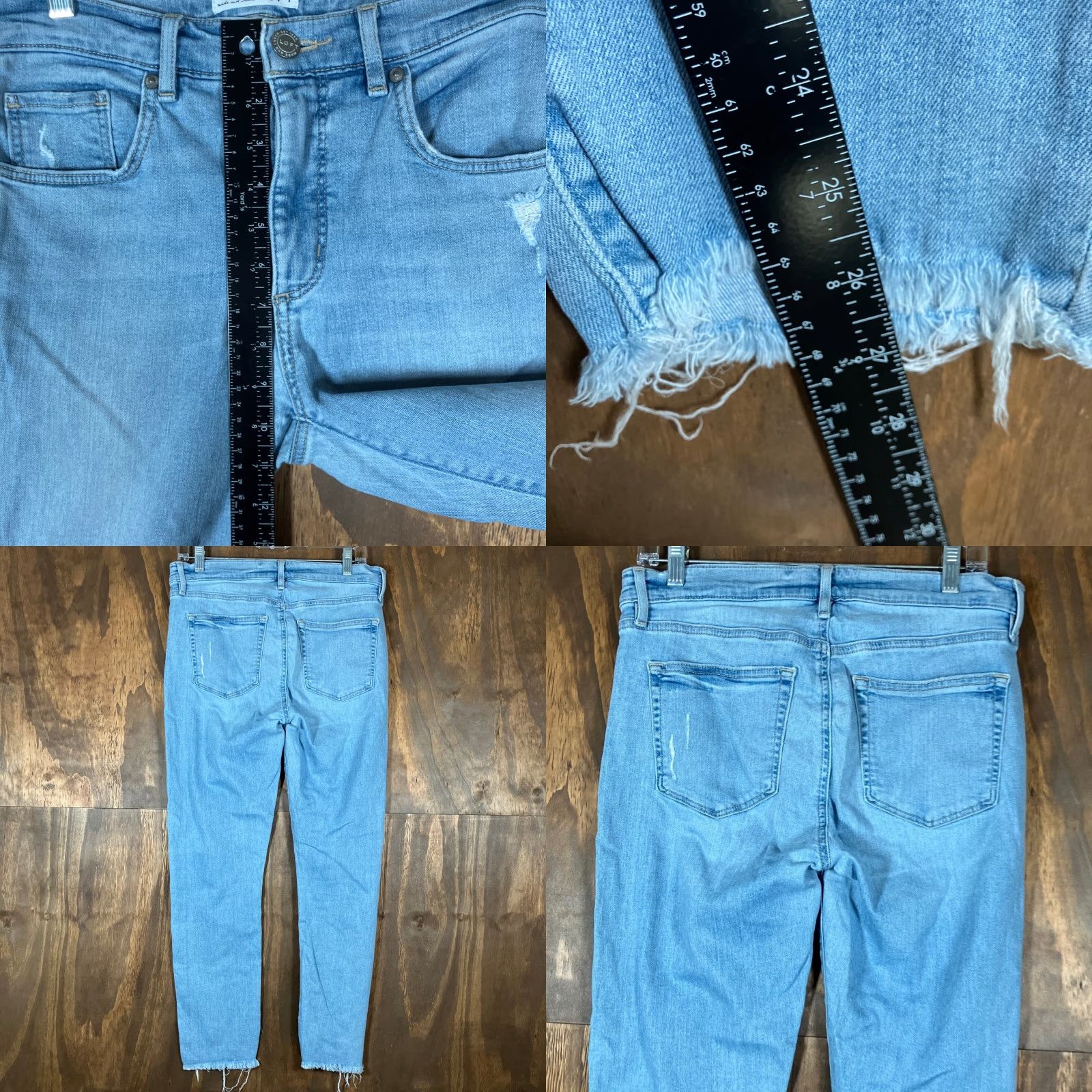 Loft LOFT Jeans Blue Denim High Waist Skinny Crop Pockets Raw Hems 28/6 Women’s Size 6 Regular Inseam 27 in Cotton Blend Stretch Button Zip Size 24" / US 00 / IT 34 - 8 Thumbnail