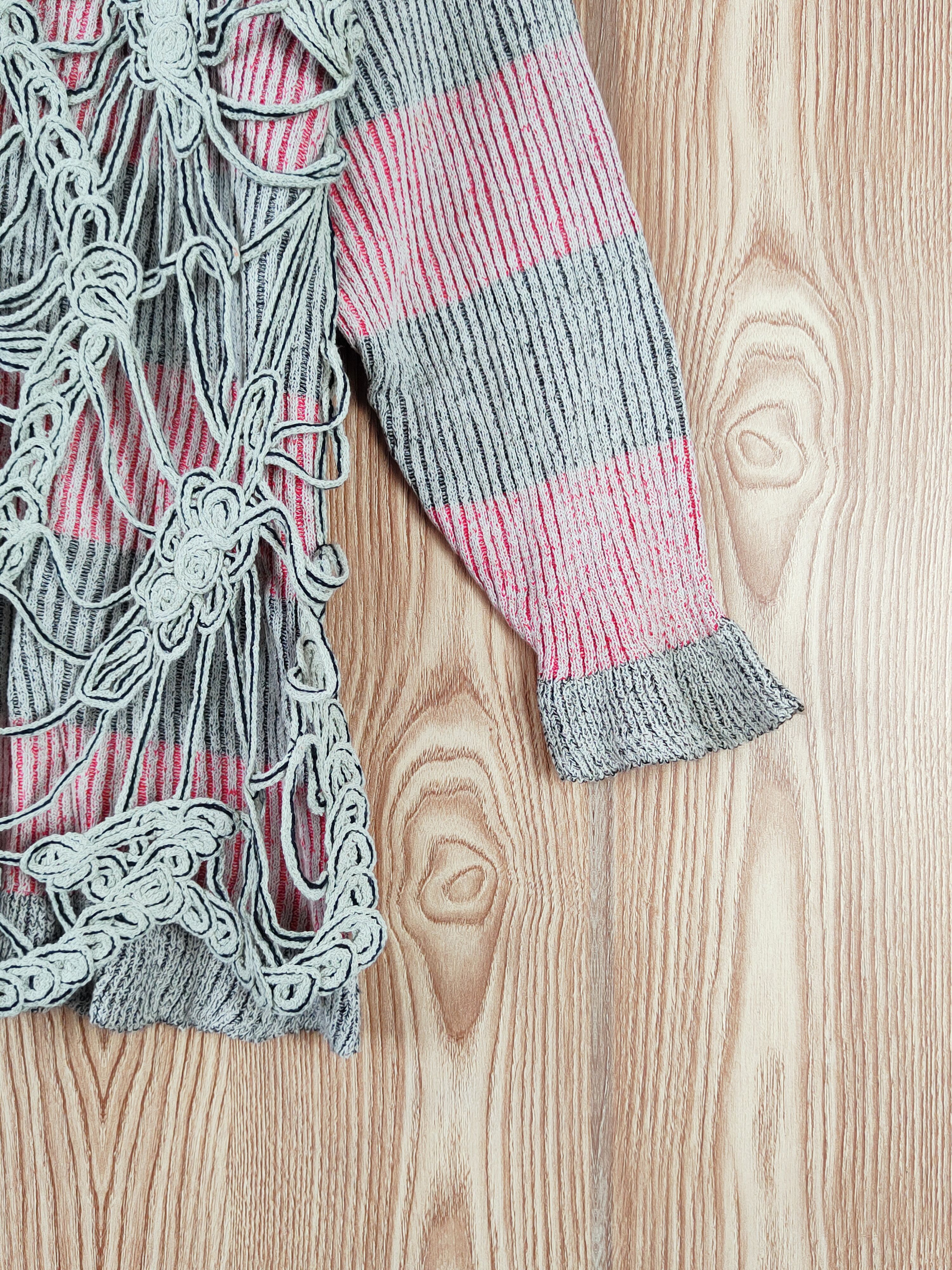 Vintage DL Peeress Mesh Net Striped Knit Like Kurt Cobain #W743 Size M / US 6-8 / IT 42-44 - 6 Thumbnail