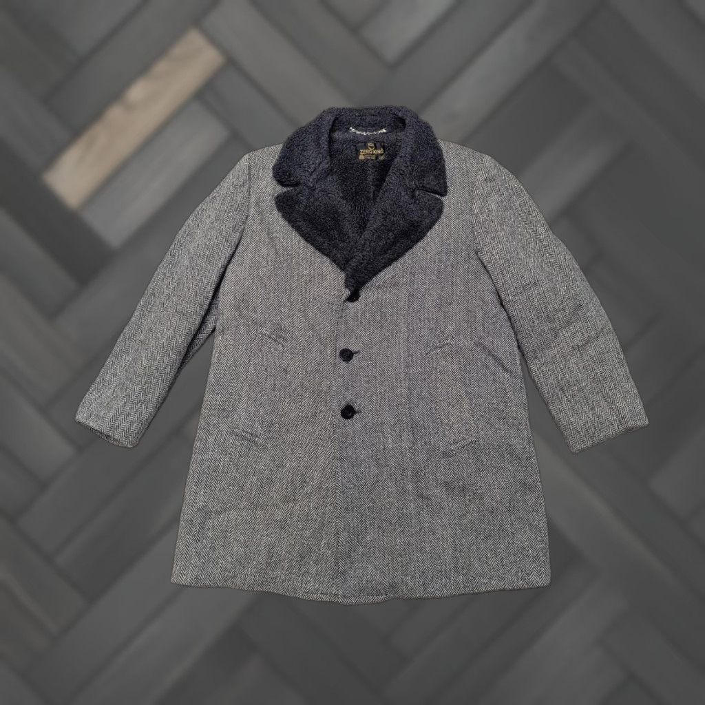 Vintage VINTAGE Zero King Overcoat Shirt Men L Gray Tweed Herringbone 42-44 36" 24.5" 19" Chest Measurements Winter Charcoal Decade 40s 50s Mens Size US L / EU 52-54 / 3 - 1 Thumbnail